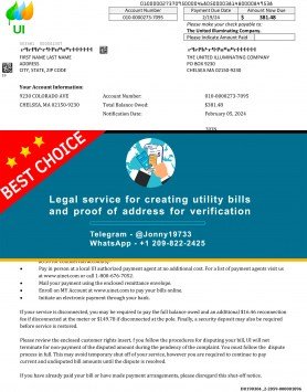 Massachusetts Chelsea The United Illuminating Sample Fake utility bill